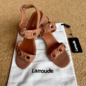 Larroude Milan Woven Brown Sandals Heels Size 8